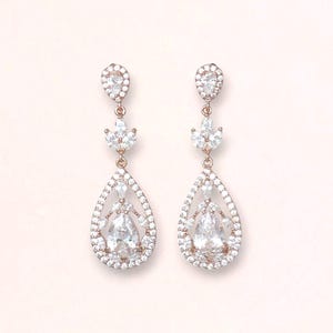Rosegold Braut Ohrringe, Rosegold Brautschmuck, Rosegold Hochzeit Ohrringe, Ohrringe, Rosegold, Rosegold Teardrop Ohrringe, COCO
