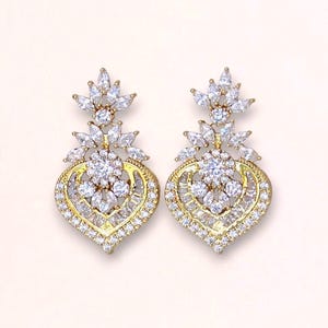 Gold Crystal Earrings, Gold Bridal Earrings, Crystal Bridal Jewelry, Gold Wedding Jewelry, Bridal Earrings, Wedding Earrings, TAYLOR GC