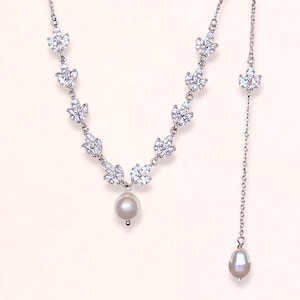 Collana posteriore da sposa, collana da sposa in cristallo, gioielli da sposa, collana da sposa, gioielli da sposa, collana da sposa, HAYLEY BD