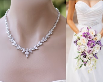 Crystal Necklace, Crystal Bridal Necklace, Bridal Necklace, Crystal Wedding Necklace, DENISE