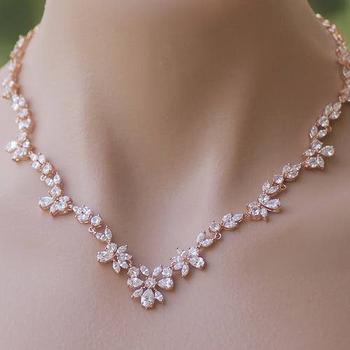 Rose Gold Crystal Necklace Crystal 