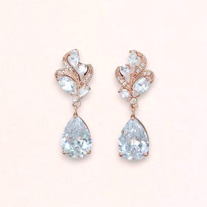 Crystal Bridal Earrings, Crystal Wedding Earrings, Silver Crystal Earrings, Rose Gold Earrings, Gold Earrings, Wedding Jewelry, FLEUR