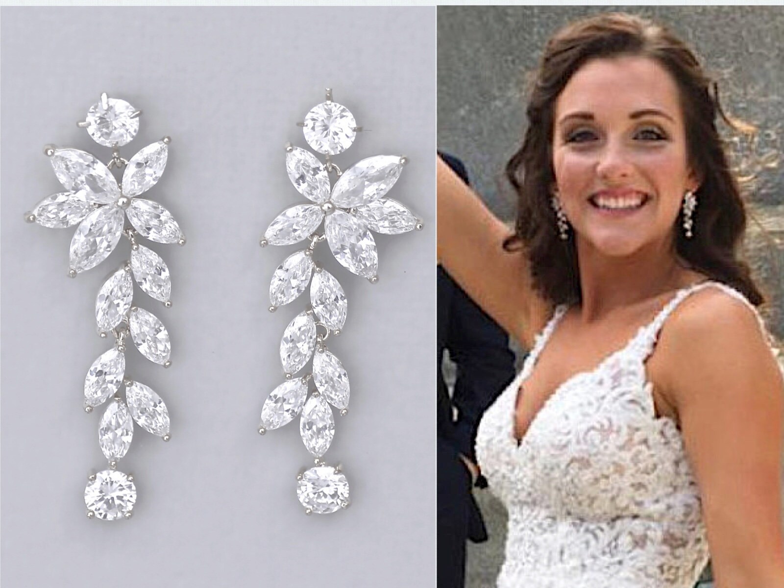 Orecchini pendenti da sposa in cristallo Mecresh da donna in
