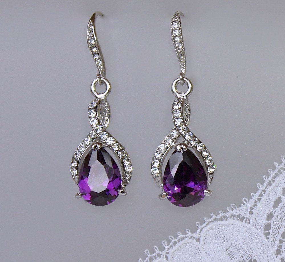 Amethyst Crystal Necklace Purple Crystal Bridal Necklace - Etsy Canada