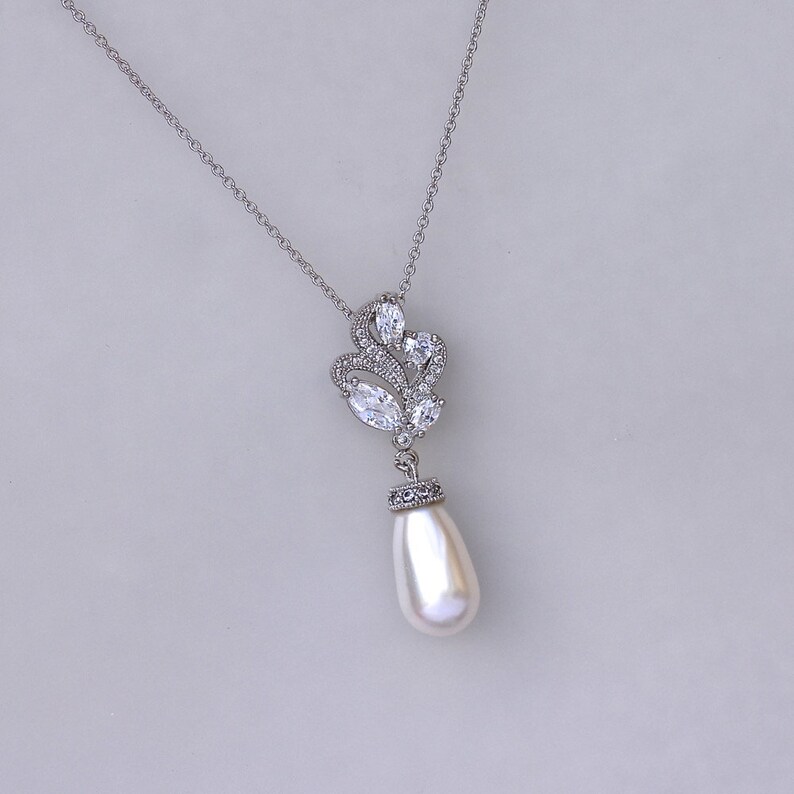 Bridal Jewelry Set White Gold Bridal Set Pearl Earrings & Etsy