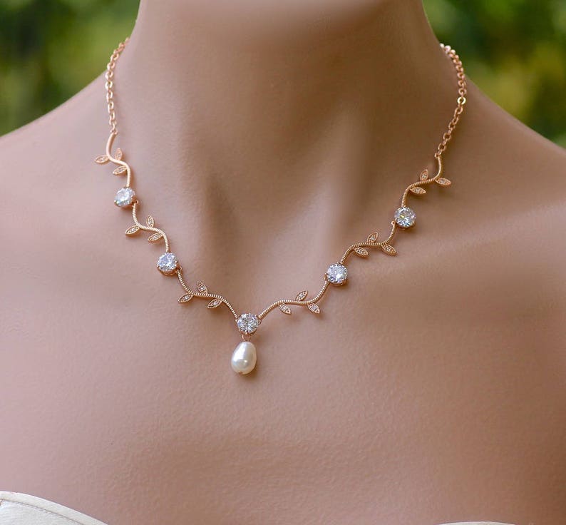 Rose Gold Bridal Set Rose Gold Jewelry Set Wedding Jewelry Etsy