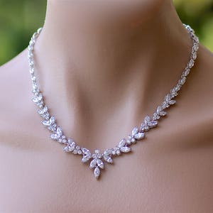 Crystal Bridal Set, Bridal Jewelry Set, White Gold Necklace & Earring Set, DENISE/MAXIME image 8