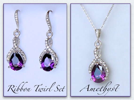 Amethyst bridal jewelry sets discount