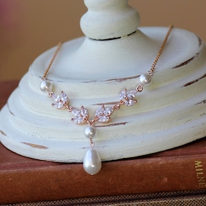 Rose Gold Bridal Set, Rose Gold Jewelry set, Rose Gold Pearl Bridal Set, HAYLEY RGP image 4