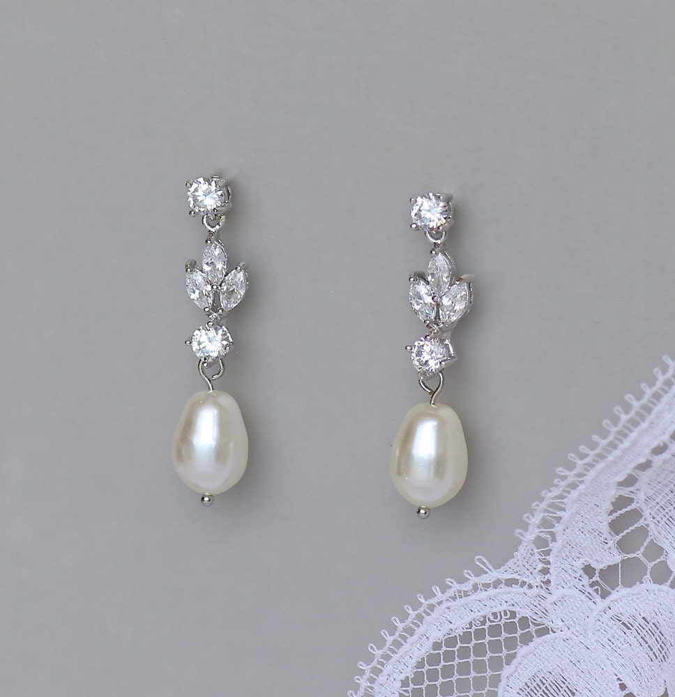 Bridal Earrings Crystal Pearl Earrings Pearl Drop Earrings | Etsy