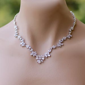 Marquise and Teardrop Crystal Necklace, Crystal Bridal Necklace, Wedsding Jewelry, ASHLEY 2