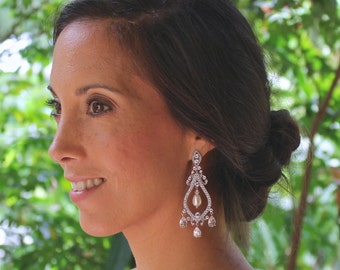 Crystal Chandelier Earrings, Chandelier Bridal Earrings, Long Crystal Earrings, Statement Earrings, Wedding Jewelry, TERESA