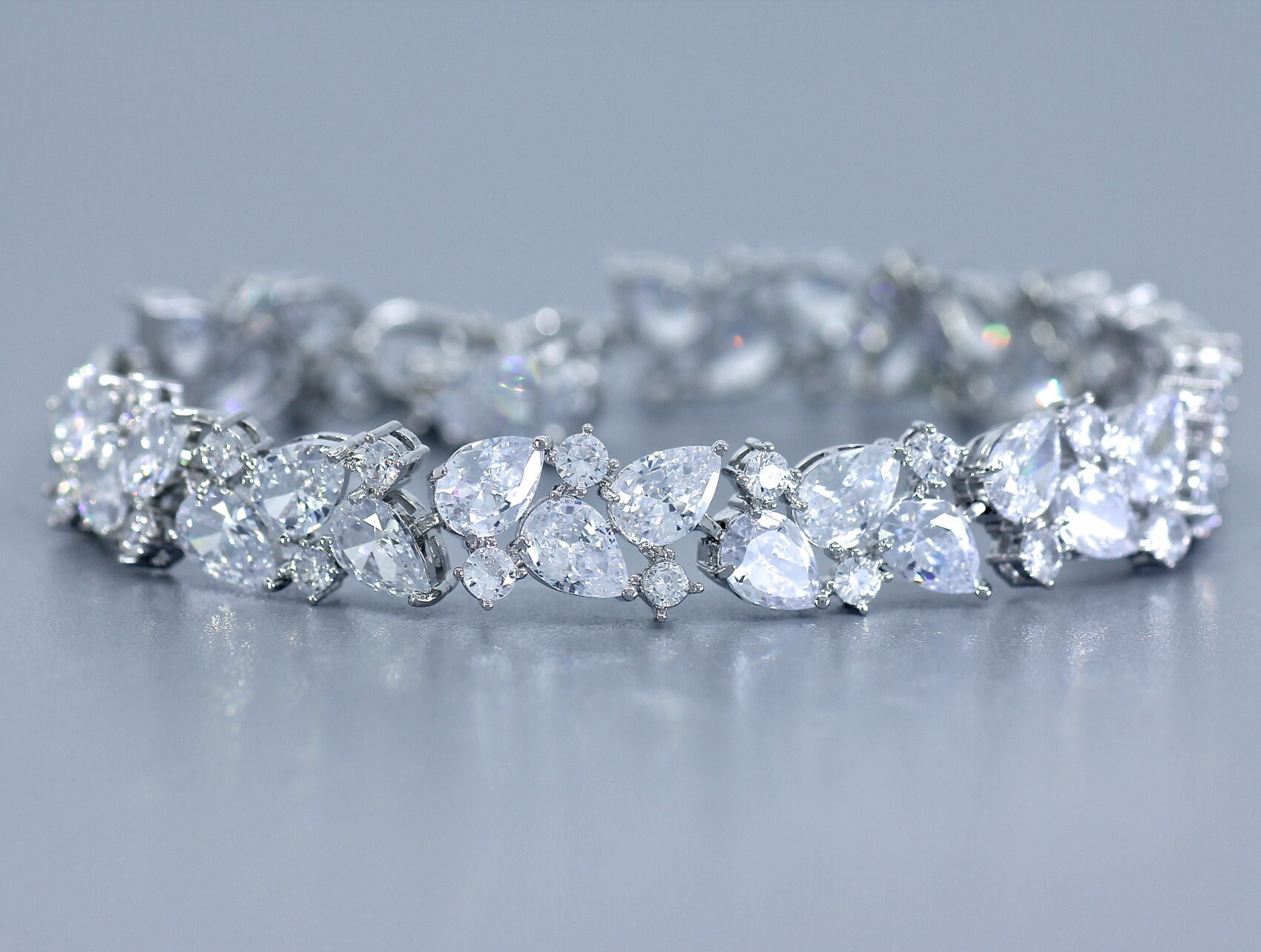 Teardrop Bling Crystal Jewelry Set - Color White