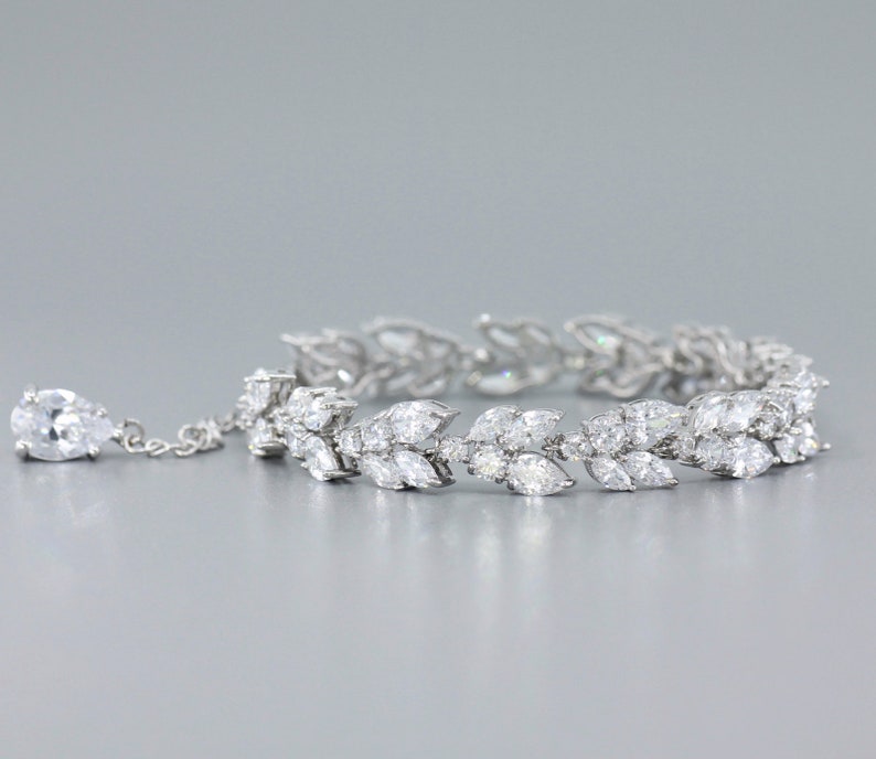 Marquise Crystal Bracelet Bridal Bracelet Bridemaids Etsy