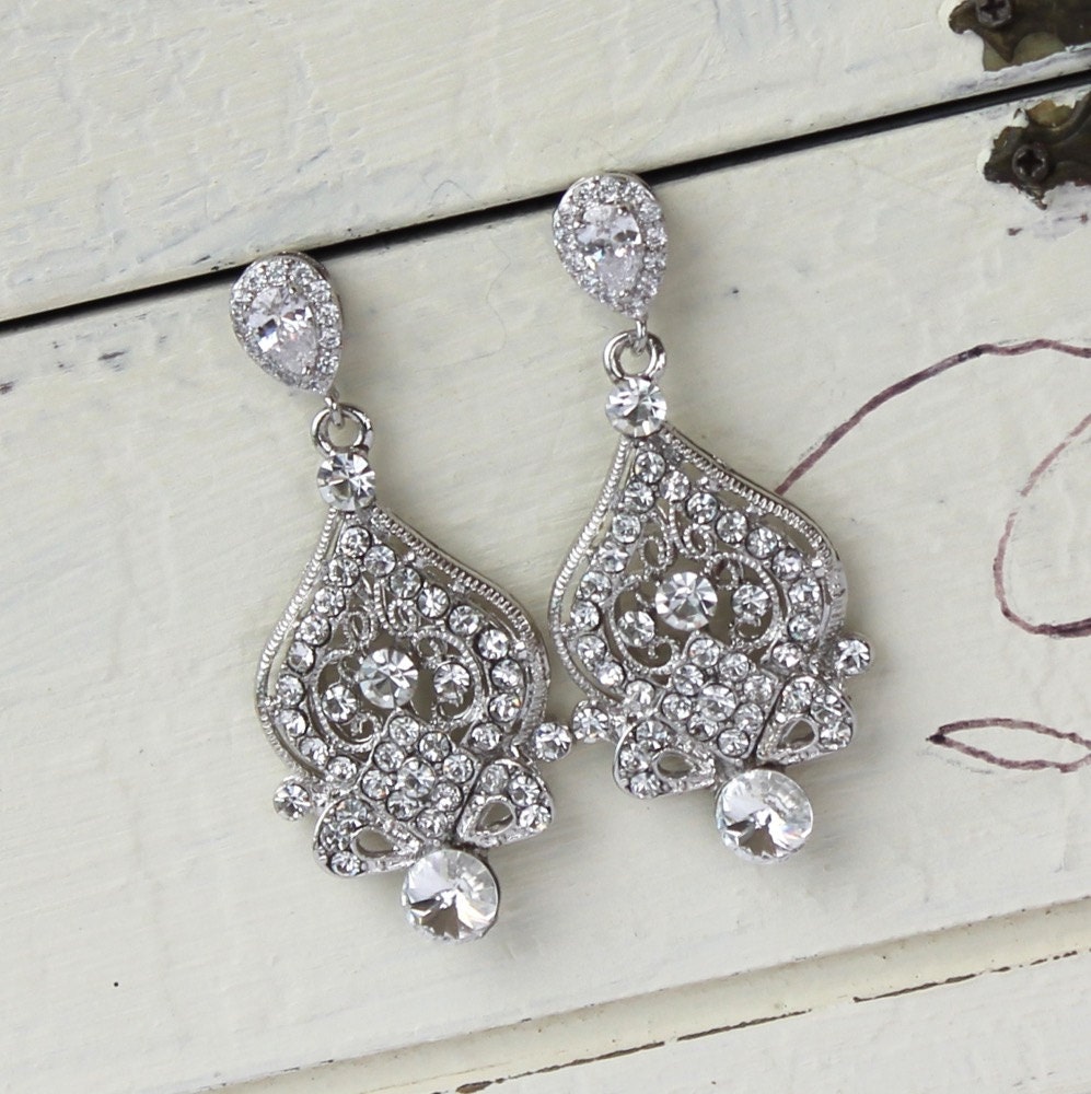 Chandelier Crystal Earrings Crystal Bridal Earrings Vintage Etsy