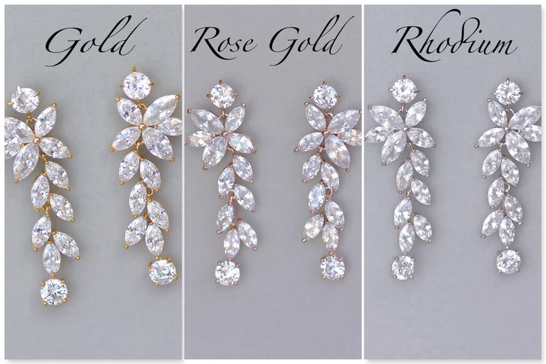 Crystal Chandelier Bridal Earrings, Silver Marquise Long Crystal Earrings, Maxime image 6