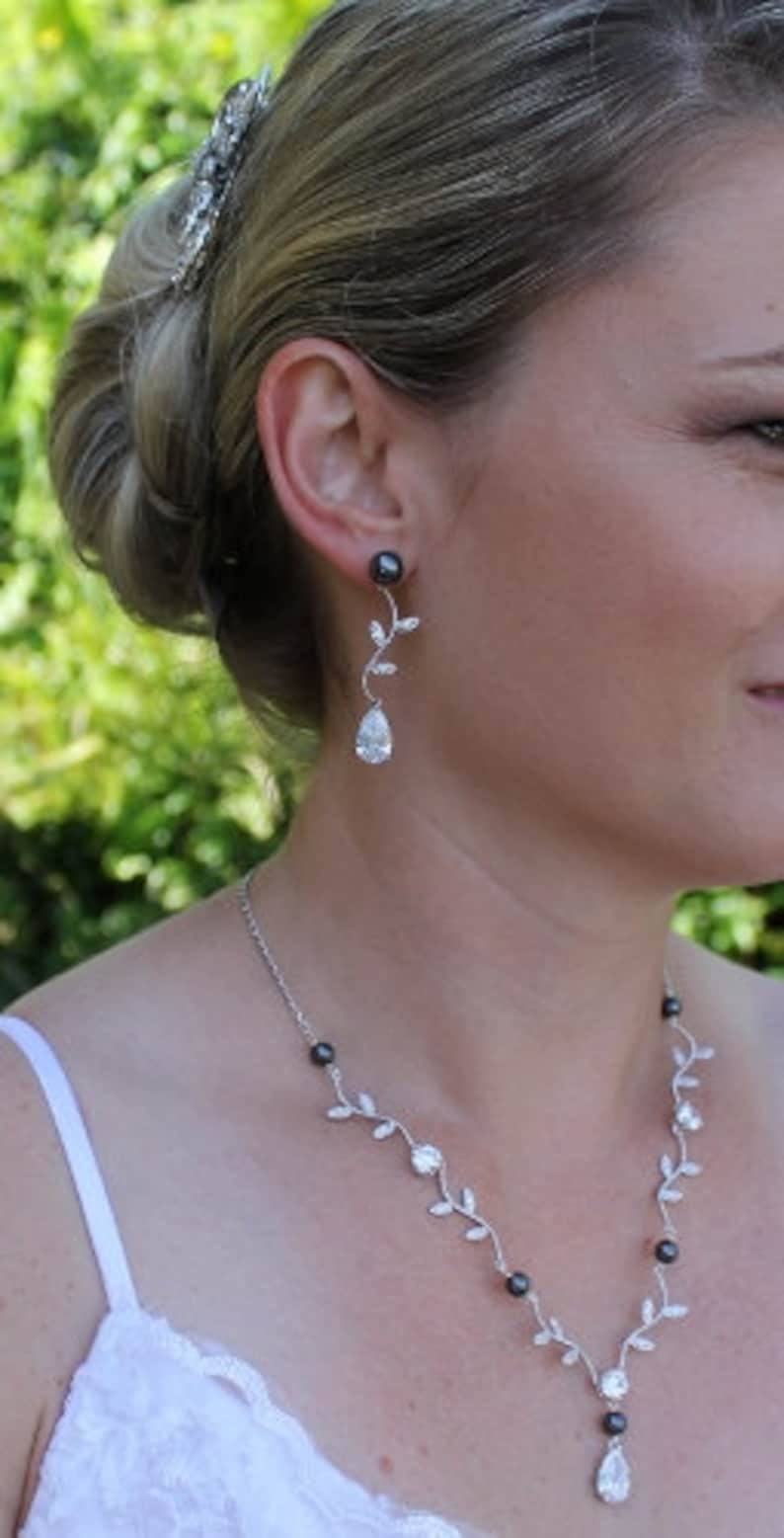 Crystal Vine Earrings Vine Bridal Earrings Pearl Stud Etsy