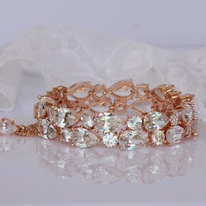 Bracelet en or rose, Bracelet en cristal, manchette en cristal Teardrop, TESSA RG