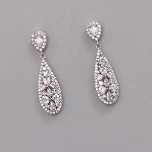 Crystal Bridal Earrings, Crystal Drop Earrings, Teardrop Wedding Earrings, CLIP ON Option, Bridal Jewelry, RITA Drop