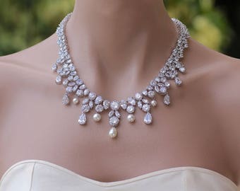Crystal Necklace, Crystal Bridal Necklace, Crystal Wedding Necklace, JULIETTE