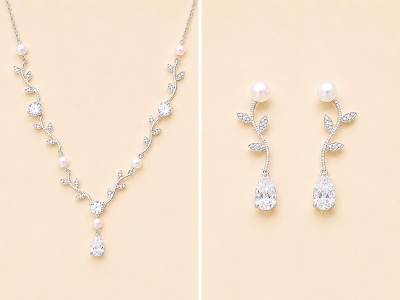 Bridal Jewelry Set, Wedding Earrings & Necklace Set, Jewelry Set,  Crystal Jewelry Set, Wedding Jewelry, VINE PP