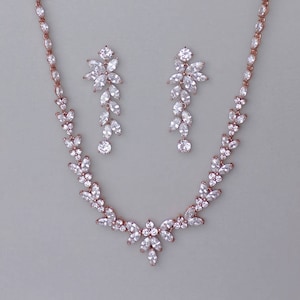 Bridal Jewelry Set, Rose Gold Jewelry Set, Rose Gold Wedding Jewelry Set, DENISE/MAXIME RG