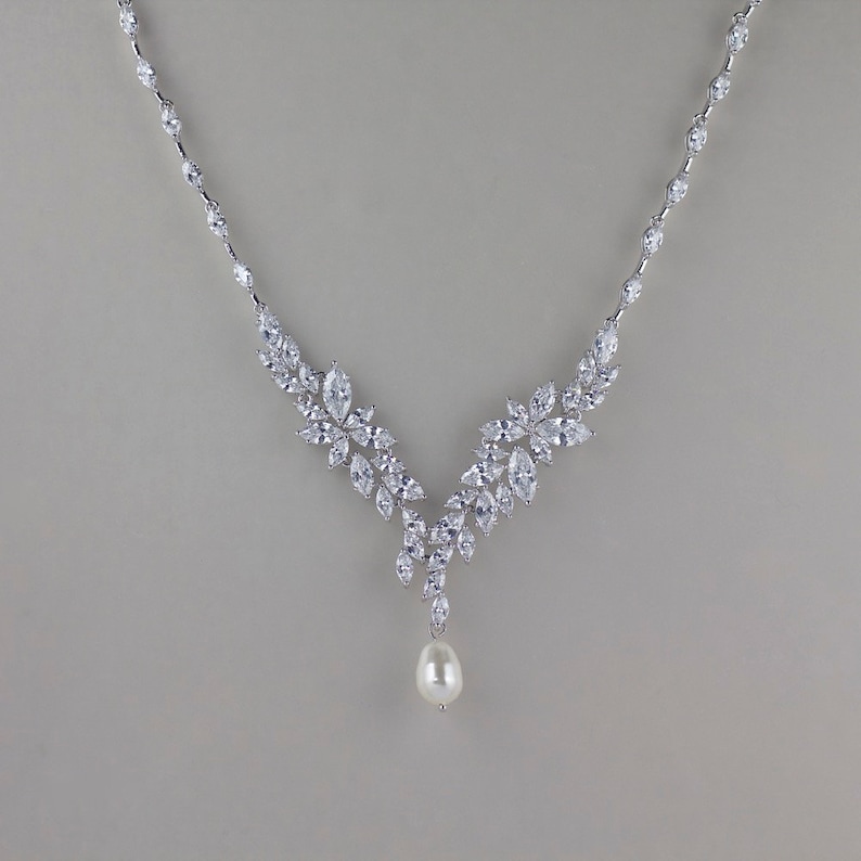 Crystal Bridal Set Pearl Drop Set Bridal Jewelry Set White Etsy