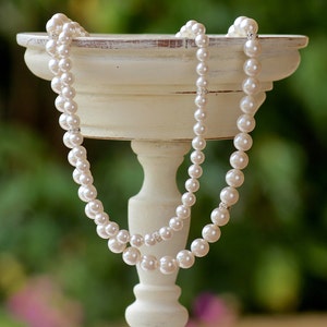 Ivory Pearl Necklace, Double Strand Pearl Bridal Necklace, Pearl Wedding Jewelry, Pearl Bridesmaids Necklace , SAVANNAH