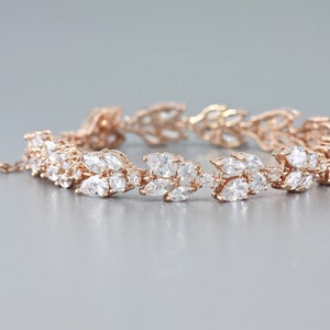 Rose Gold Bridal Bracelet, Crystal Bracelet, Rose Gold Bridal Jewelry, CLEO RG image 3