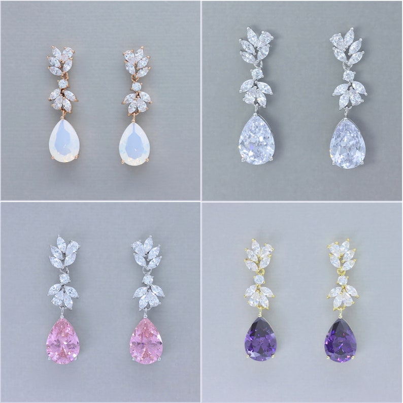 Opal Pink Amethyst Topaz Sapphire Earrings Bridesmaids Earrings Pink Crystal Chandelier Teardrop Earrings ANNIE C
