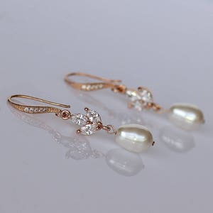 Rose Gold Bridal Set, Rose Gold Jewelry set, Rose Gold Pearl Bridal Set, HAYLEY RGP image 3