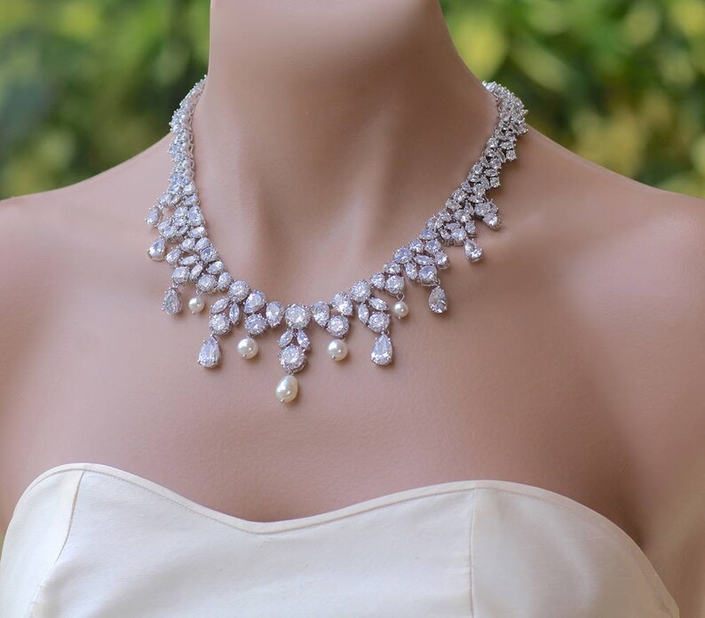 Crystal Necklace Crystal Bridal Necklace Crystal Wedding Etsy New Zealand