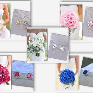 Crystal Stud Earrings, Crystal Bridesmaids Stud Earrings, Crystal Bridal Earrings, Crystal Diamond Studs, Pink, Blue, Red, Champagne,  RIKKI