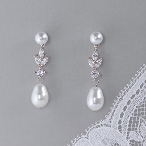 Crystal Pearl Drop Bridal Earrings, Pearl & Crystal Bridesmaids ...