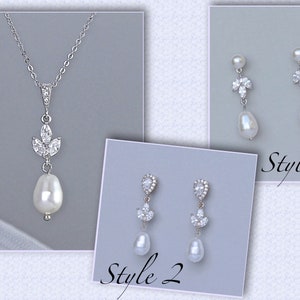 Pearl Bridal Jewelry Set, Wedding Jewelry Set, Pearl Earrings and Necklace set, Clip On Earring Option,HAYLEY