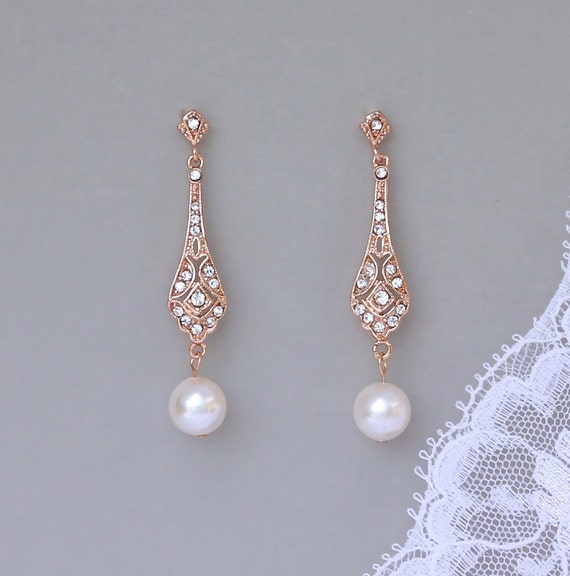 Rose Gold Pearl Jewelry Set Rose Gold 