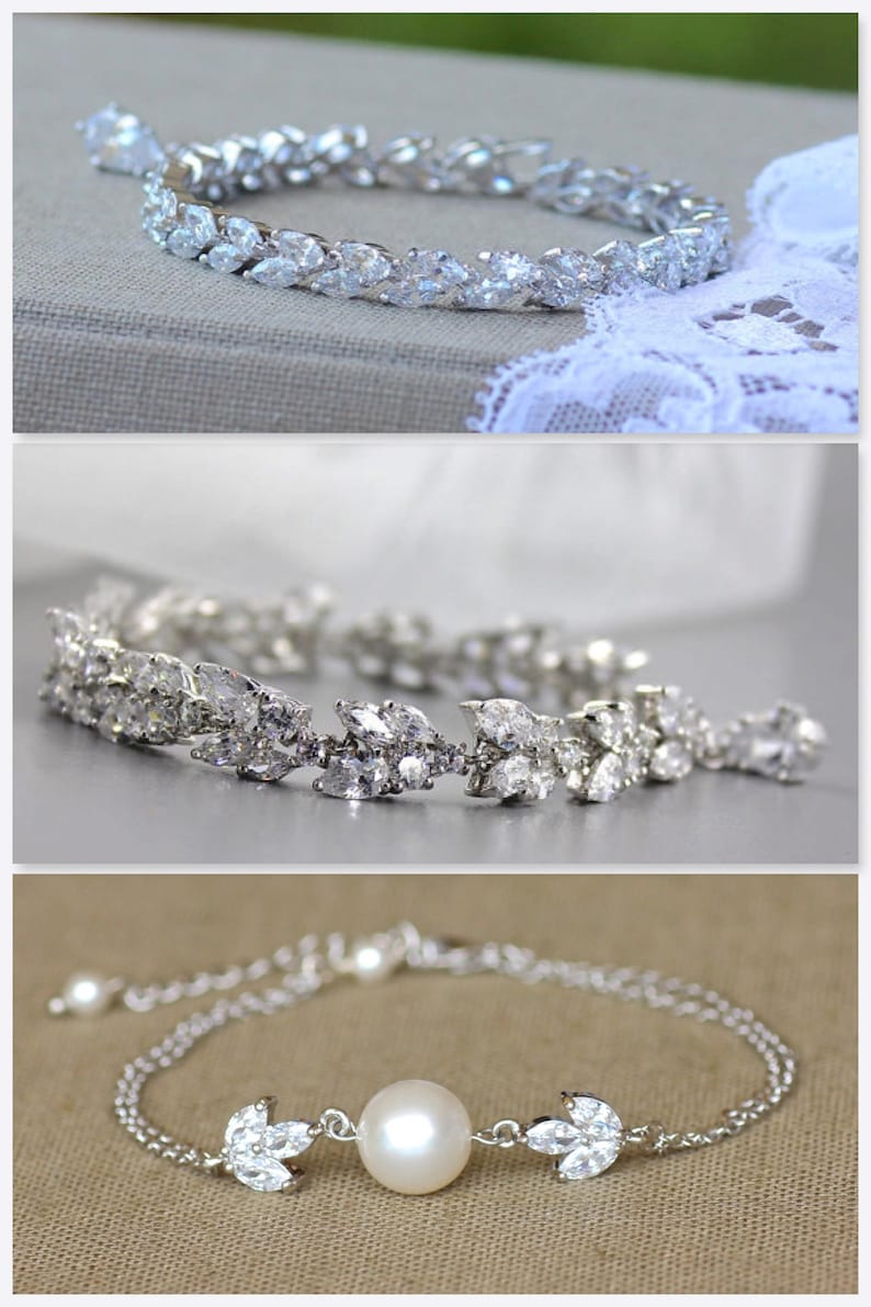 Crystal and Pearl Backdrop Necklace and Earrings Set Silver Wedding Pearl Jewelry Set FLEUR 4 Bridesmaid Jewelry Set