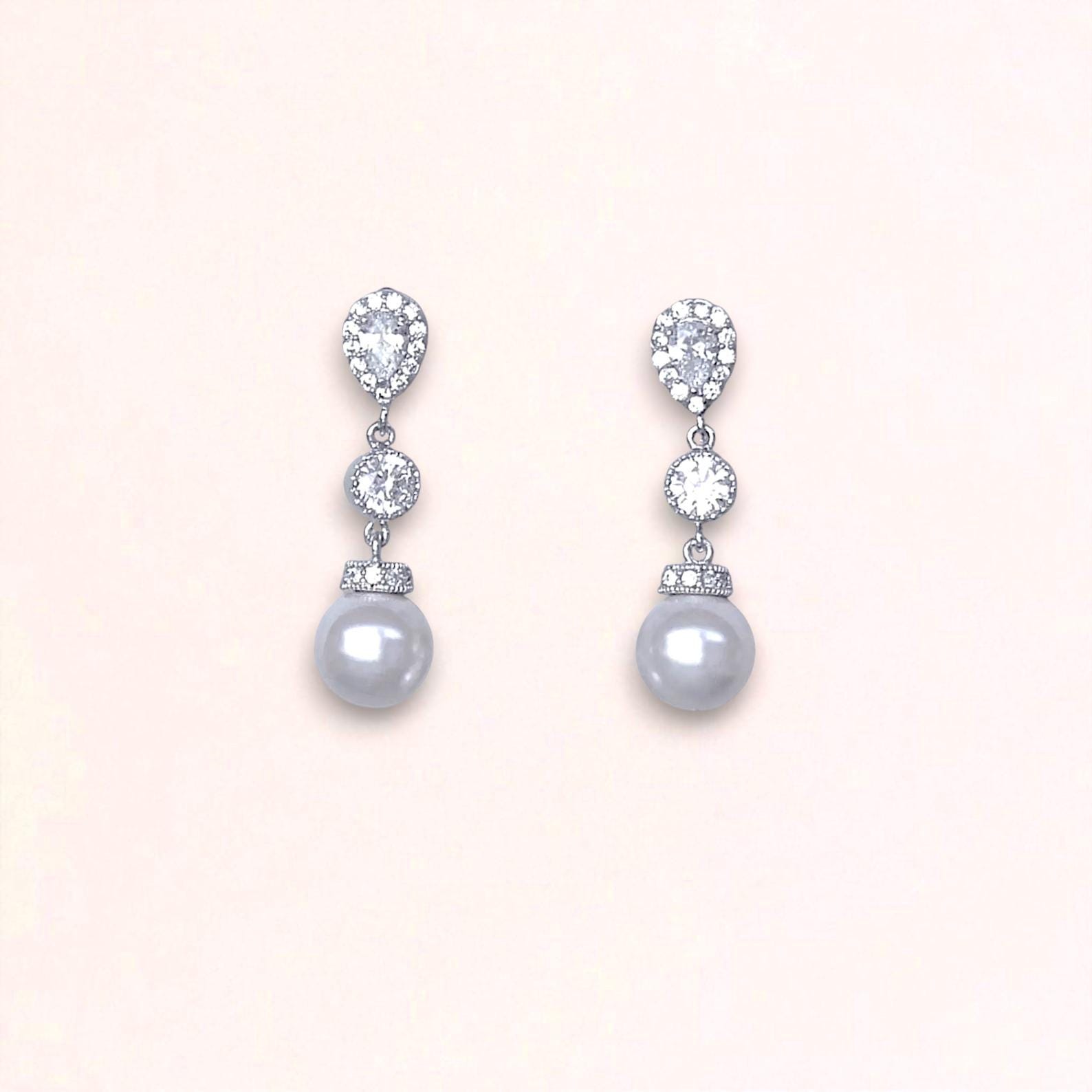 Pearl Bridal Earrings, Bridal Earrings, Crystal and Pearl Earrings, Wedding Earrings, Crystal Earrings, Pearl Drop Earrings, SISSY 5