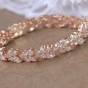 Rose Gold Bridal Bracelet, Crystal Bracelet, Rose Gold Bridal Jewelry, CLEO RG image 5