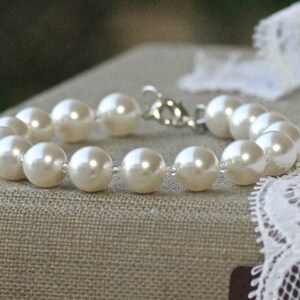 Ivory Pearl Bridal Bracelet, Swarovski Pearl Bracelet, Pearl Bridesmaids Bracelet, DOLCE image 2