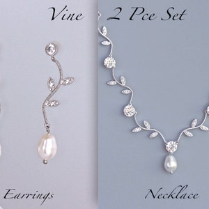 Vine Jewelry Set, Crystal Bridal Set, Wedding Jewelry Set, Necklace & Earrings Set, VINE