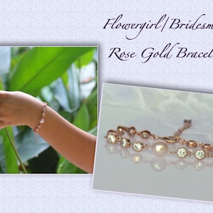 Flower Girl Crystal Bracelet, Swarovski Pearl & Crystal Bracelet, Rose Gold Junior Bridesmaids Bracelet,