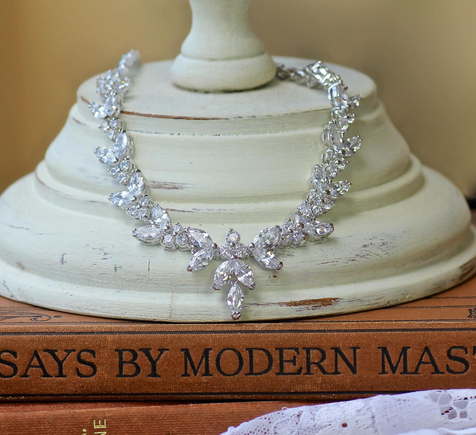 Crystal Bridal Set Bridal Jewelry Set White Gold Necklace & Etsy