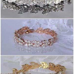 Rose Gold Bridal Bracelet, Crystal Bracelet, Rose Gold Bridal Jewelry, CLEO RG image 7