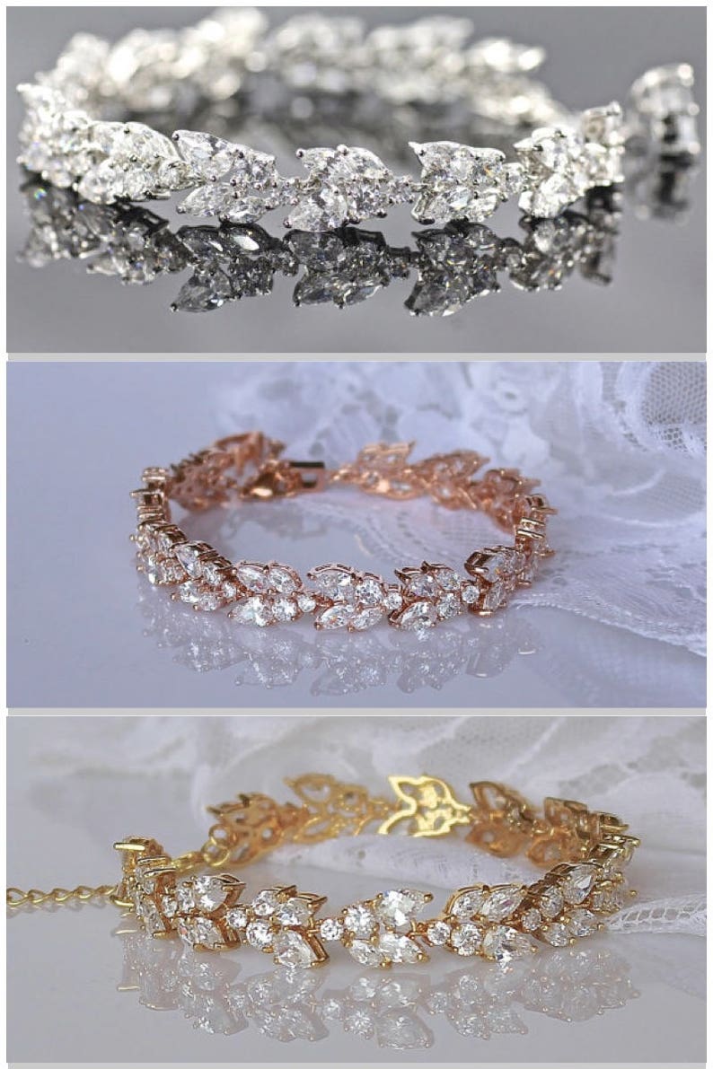 Rose Gold Bridal Bracelet, Crystal Bracelet, Rose Gold Bridal Jewelry, CLEO RG image 7