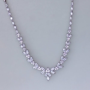 Crystal Bridal Set, Bridal Jewelry Set, White Gold Necklace & Earring Set, DENISE/MAXIME image 5