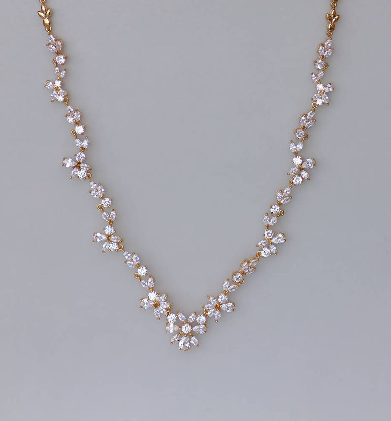 Gold Bridal Necklace GOLD Crystal Necklace Crystal Bridal | Etsy