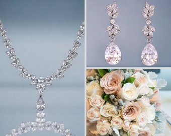 Bridal Jewelry Set, Crystal Necklace & Earring Set, Crystal Jewelry Set, Wedding Jewelry Set, DENISE/