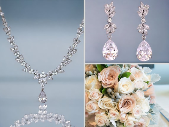 Bridal Jewelry Set, Crystal Necklace & Earring Set, Crystal Jewelry Set, Wedding Jewelry Set, DENISE/