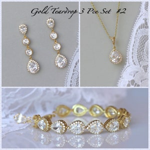 Gold Bridal Jewelry Set, Crystal Jewelry Set, Earrings, Necklace & Bracelet Set, Crystal Bridesmaids Set, TAMARA G1